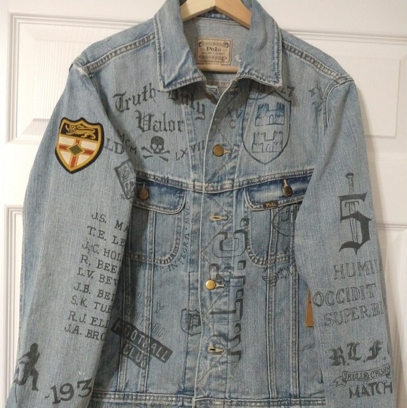 denim graphic trucker jacket